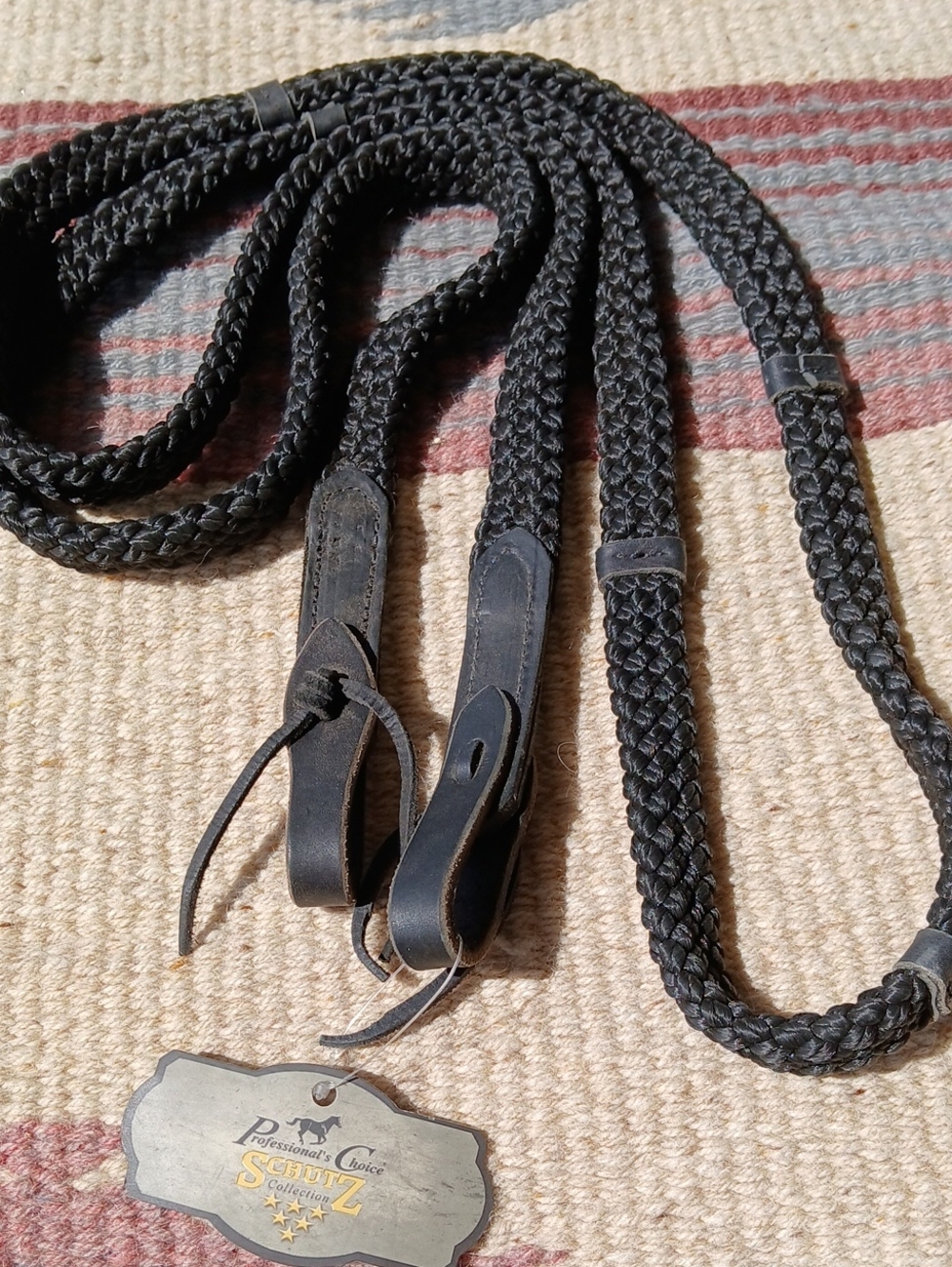 Professional Black Braided Leather Reins (SCHULTZ COLLECTION)